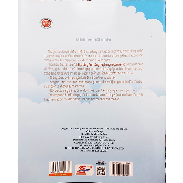 Sách - Học tiếng anh cùng truyện ngụ ngôn Aesop - Gió và mặt trời