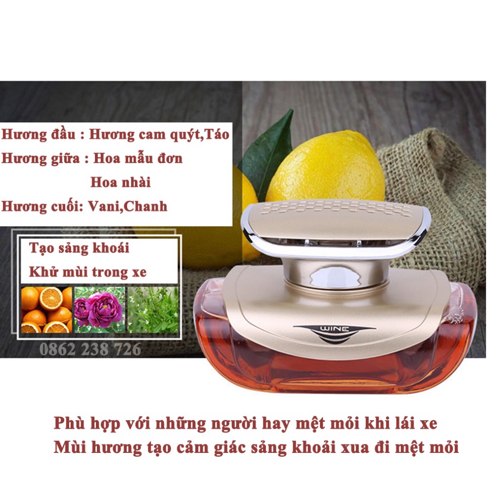 Nước hoa ô tô WINE tinh dầu xe hơi cao cấp đặt taplo ô tô khử mùi chống say xe chiết suất hoàn toàn từ thực vật