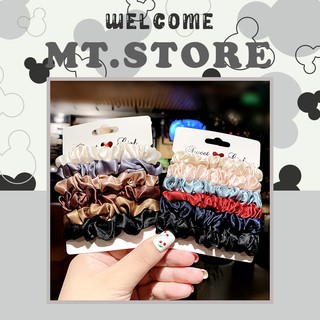 Set 4 dây thun buộc tóc vải nhung Scrunchies, dây thun cột tóc vải co giãn - phụ kiện tóc