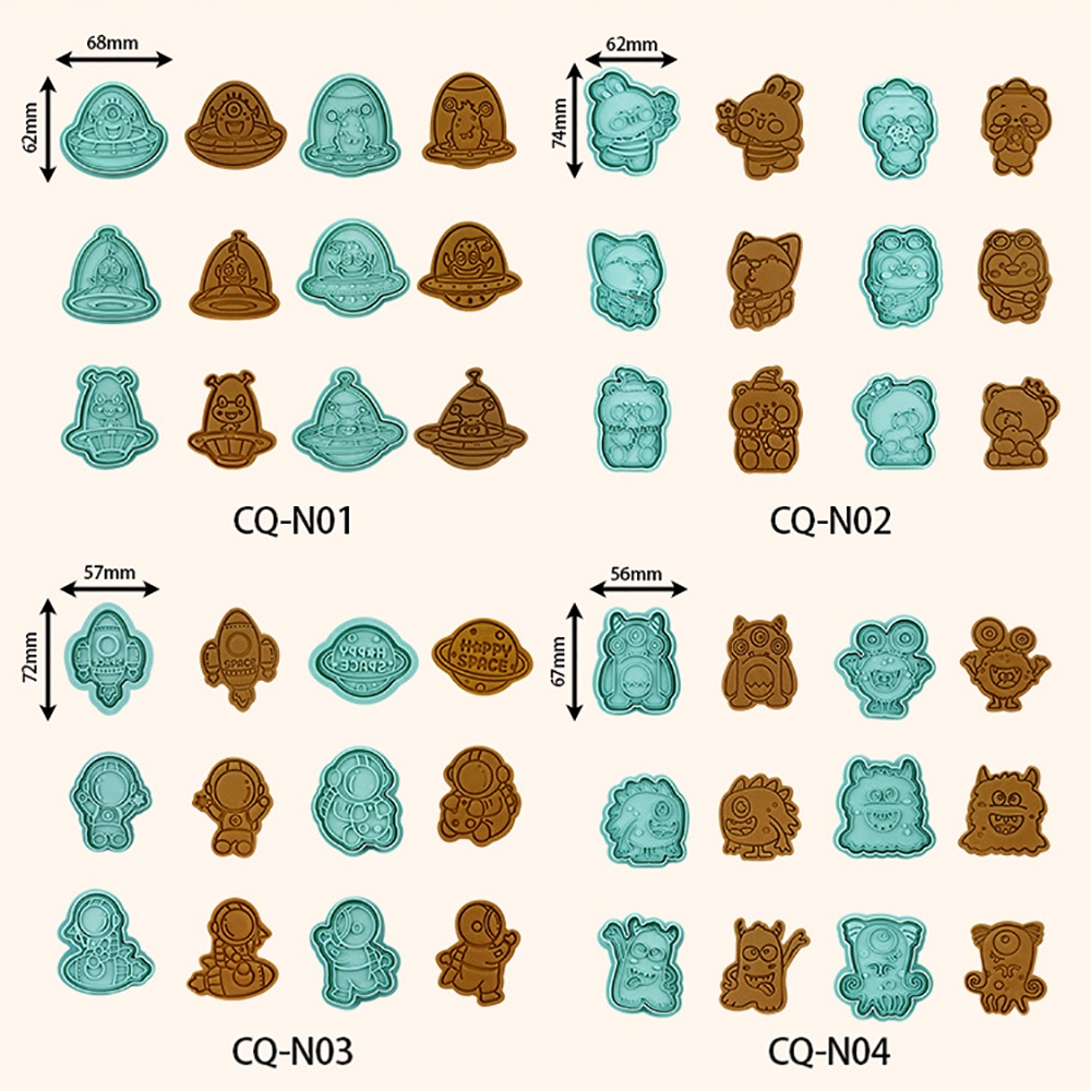 Bộ 6 Khuôn Làm Bánh Quy Tạo Hình 3D Hoạt Hình Đáng Yêu