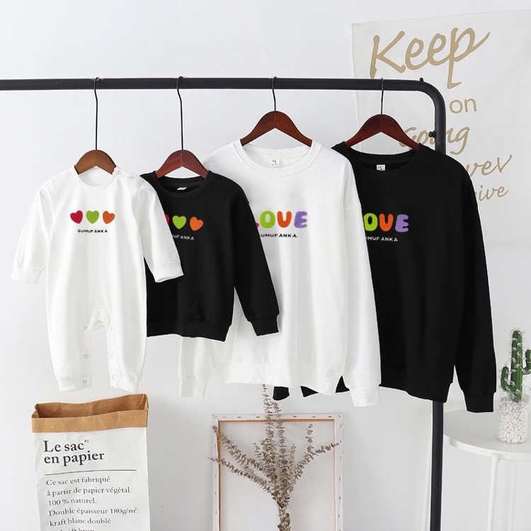 Áo Gia Đình Sweater Happyfamily Nỉ Da Cá Cao Cấp Familylove Họa Tiết Love Sắc Màu Đẹp