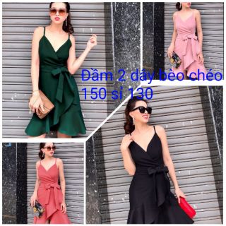 Đầm 2 dây phối bèo