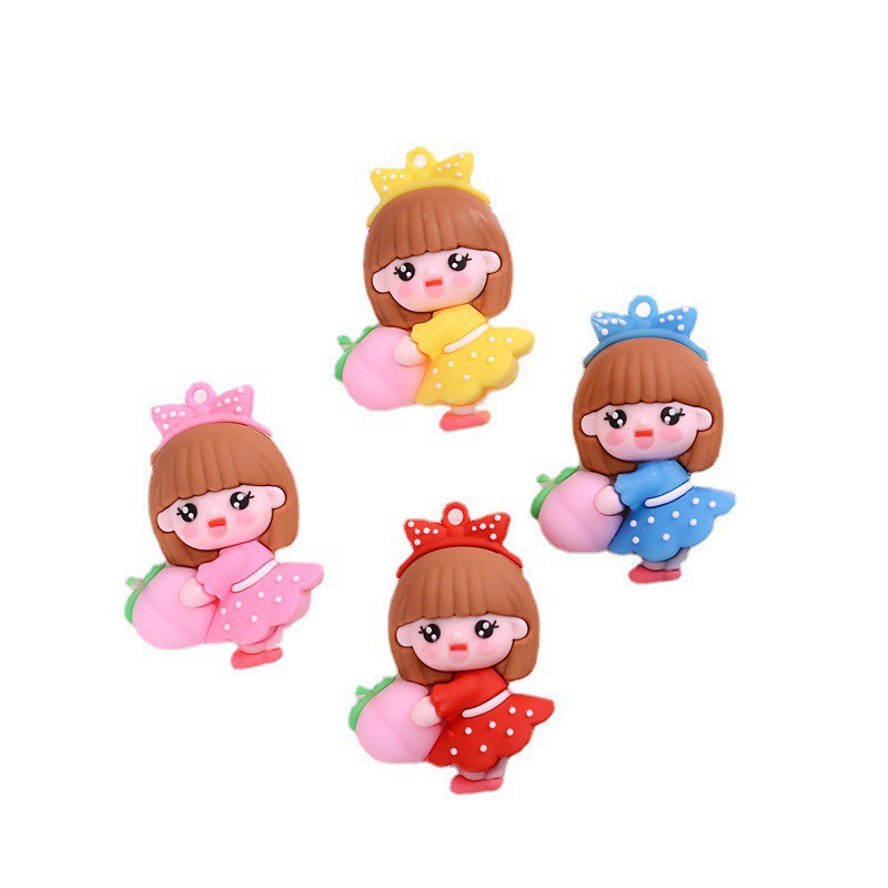 Charm /Jibitz gắn dép CROCS - MÓC CHÌA KHÓA BA LÔ thời trang cô gái cầm dâu tây dễ thương