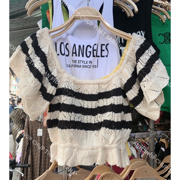 Áo len mongtoghi trễ vai dáng croptop hàng qc