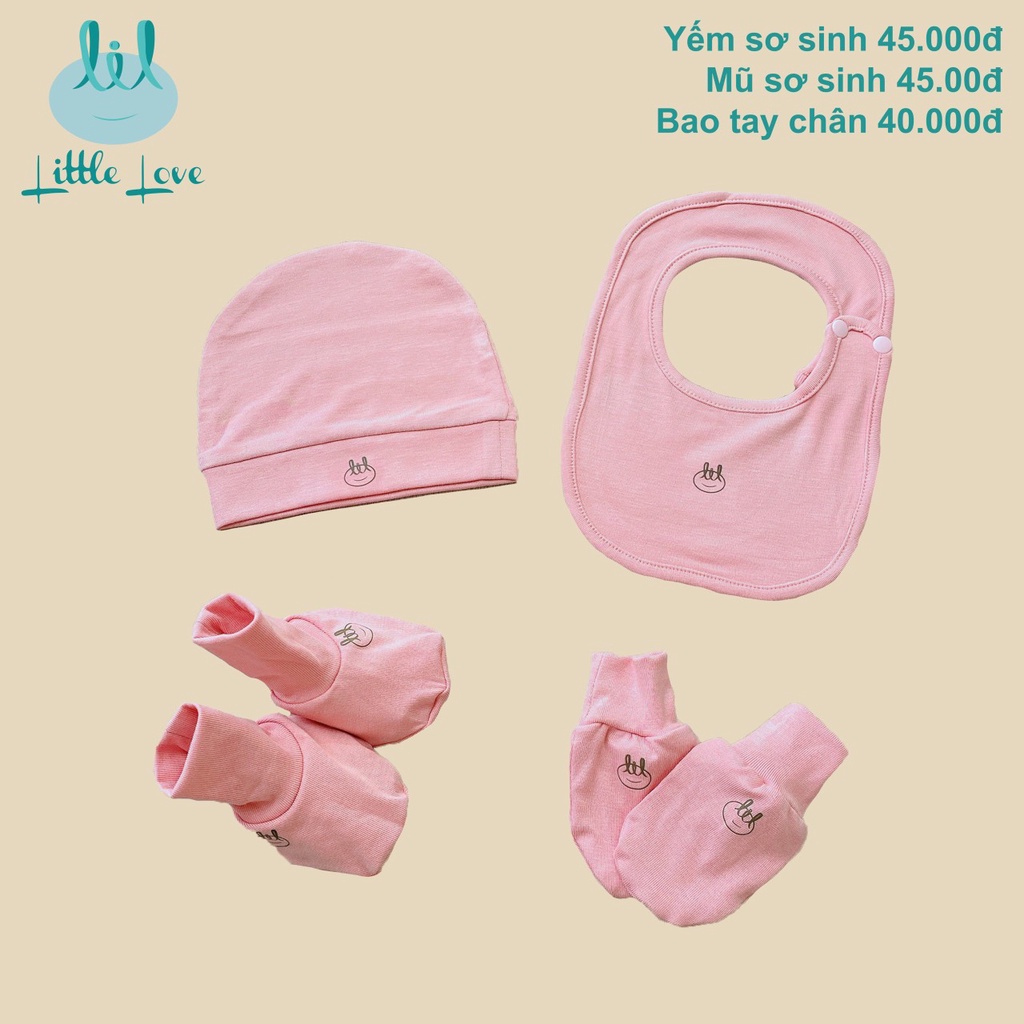 Sét mũ, bao tay bao chân, yếm Bamboo, Little Love cho bé | Minizon Kids