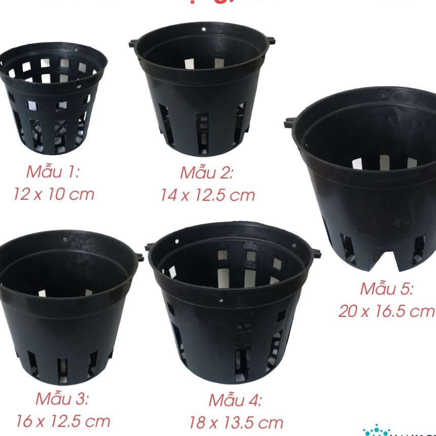 Bộ 10 Chậu Nhựa Trồng Lan Đa Kích Thước 12,14,16,18,20cm- Bền, Dẻo, Có Lỗ Thoát Nước, Có Thể Cài Móc Treo Lên Cao