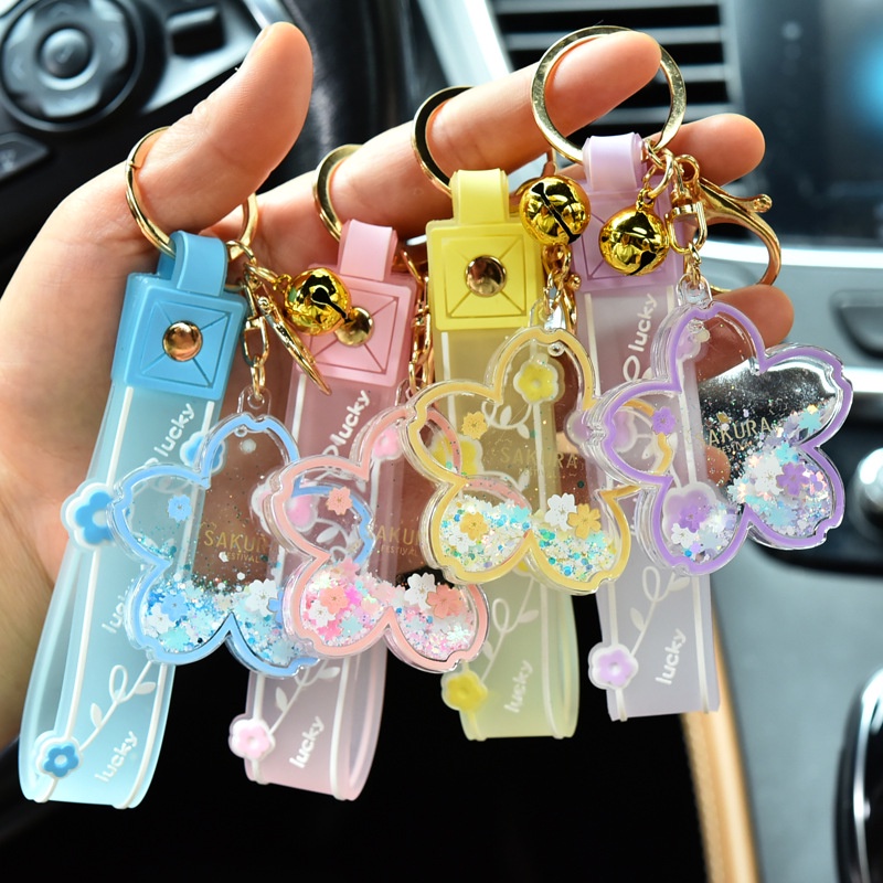 Móc khóa hoa anh đào Sakura chất liệu acrylic dễ thương treo giỏ xách móc khóa