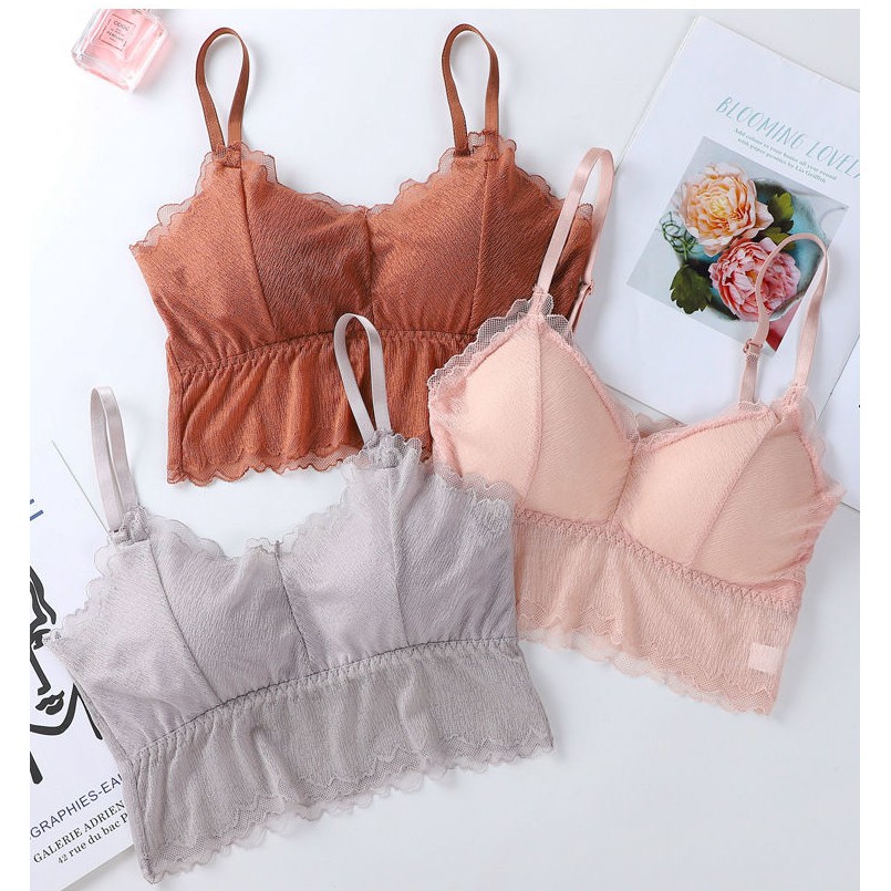 [RẺ VÔ ĐỊCH] Áo bra nữ ren tơ nâng ngực - Áo bralette coton mềm không gọng mút mỏng YLY26