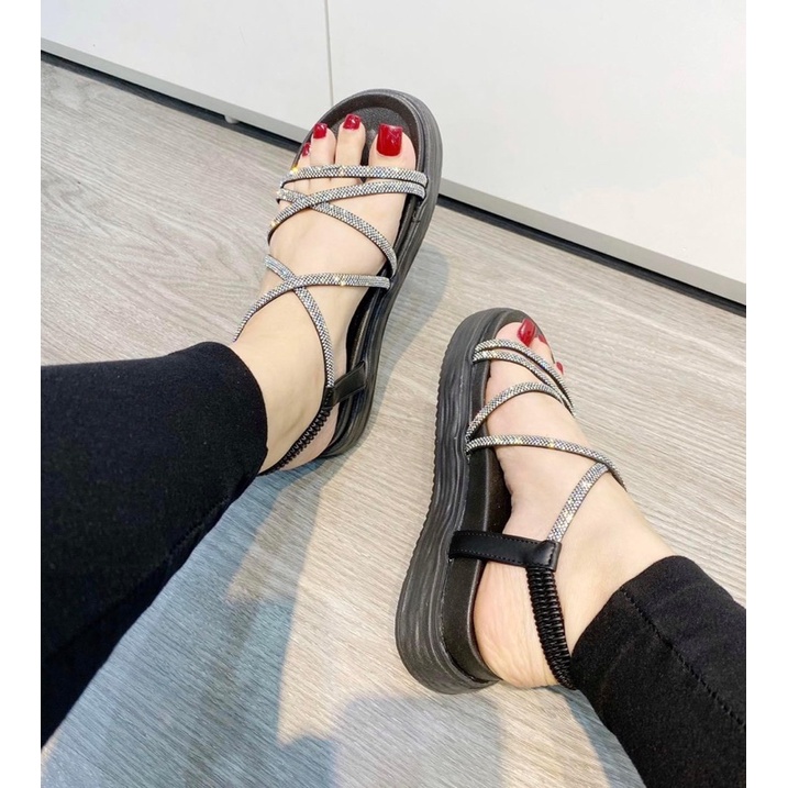 Dép sandal quai dây đinh đa, dép đế cao su 3cm