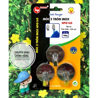 Móc treo dính tường inox cao cấp hofaco - móc 3 tròn inox hpg165