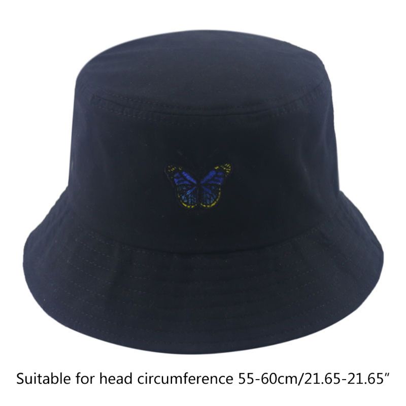 Mũ Bucket Thêu Hình Bướm Phong Cách Hip Hop Hàn Quốc Thời Trang Mùa Hè Cho Nam Và Nữ