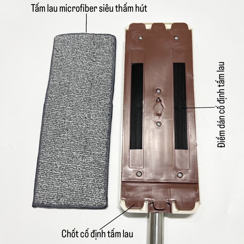 Bộ Lau Nhà Tự Vắt Thông Minh Cao Cấp Size Lớn 2 Ngăn Tặng Kèm 2 Tấm Bông Lau