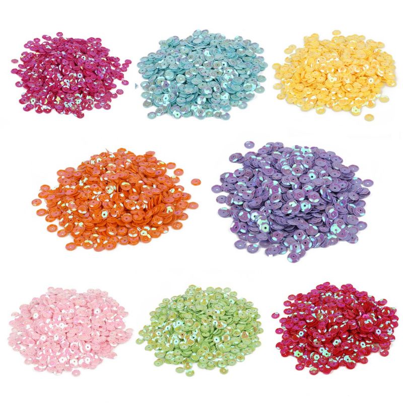 100g hạt kim sa lục giác 6mm màu ánh sữa