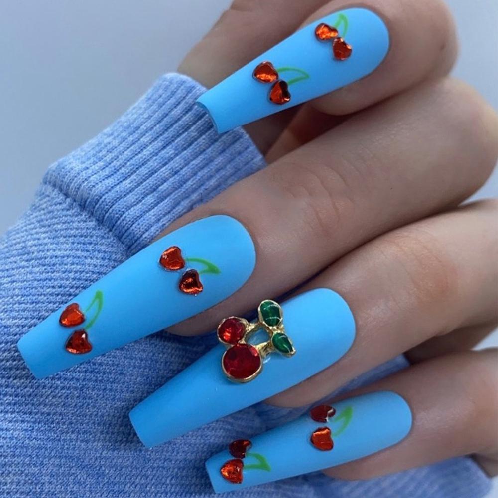 Phụ Kiện Trang Trí Móng Tay Chống Rơi Họa Tiết Cherry Xinh Xắn|Bộ 10 HạT ĐíNh Trang Trí MóNg 3D ThờI Trang