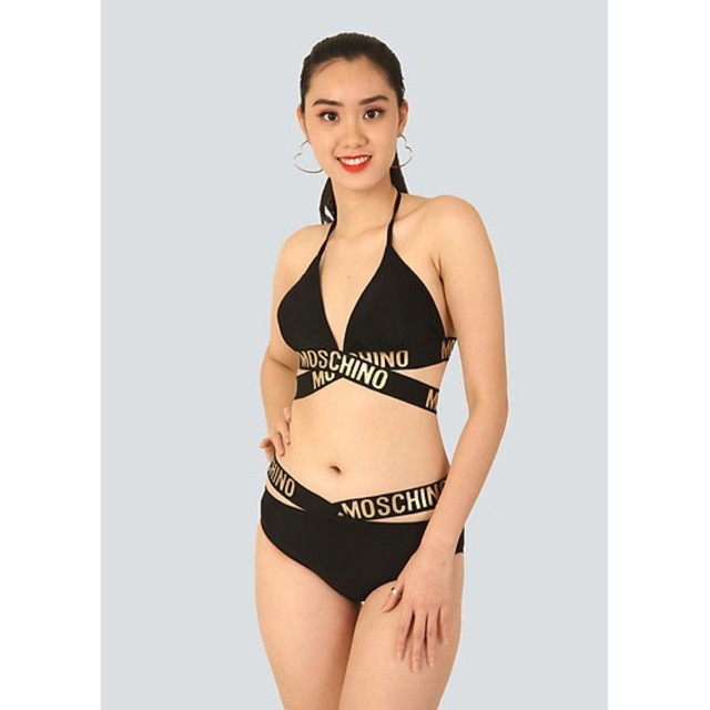 Bikini, bộ bơi 2 mảnh đen phối thun Moschino cực cá tính - EVA shop