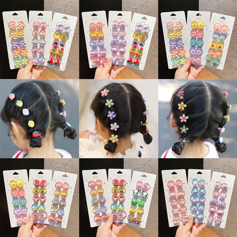 Set 10 Dây Buộc Tóc Cao Su Họa Tiết Hoạt Hình Dễ Thương Cho Bé Quà Tặng