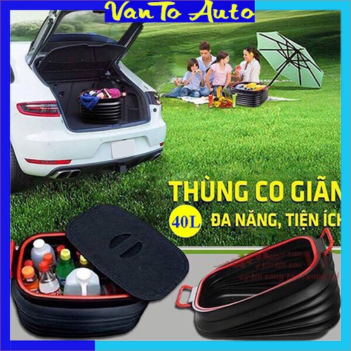 ⚡Video Thật⚡ Thùng Đựng Đồ Ô Tô Co Giãn Gấp Gọn 40 Lít - Hộp Đựng Đồ Cốp Sau Ô Tô