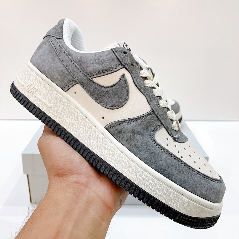 Giày sneaker Air force 1 Grey Cream ( Af1 Xám da lộn ) - Bản chuẩn đẹp fullbox