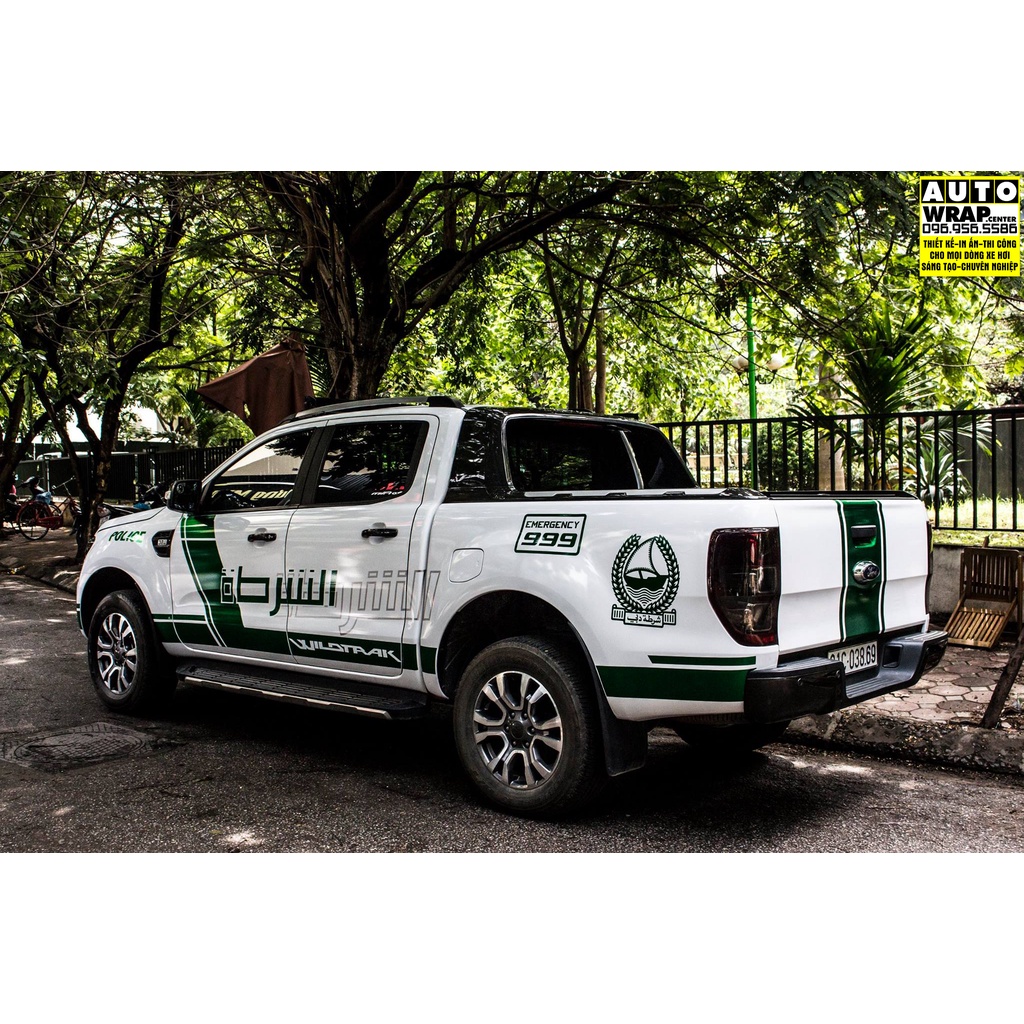 Tem họa tiết xe Ranger Police Dubai - Tem họa tiết ô tô Ford, tem dán sườn xe thể thao