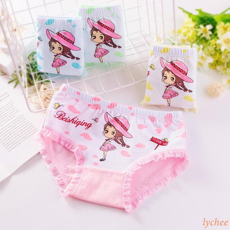 Set 4 Quần Lót cotton Họa Tiết Hoạt Hình Cho Bé Gái