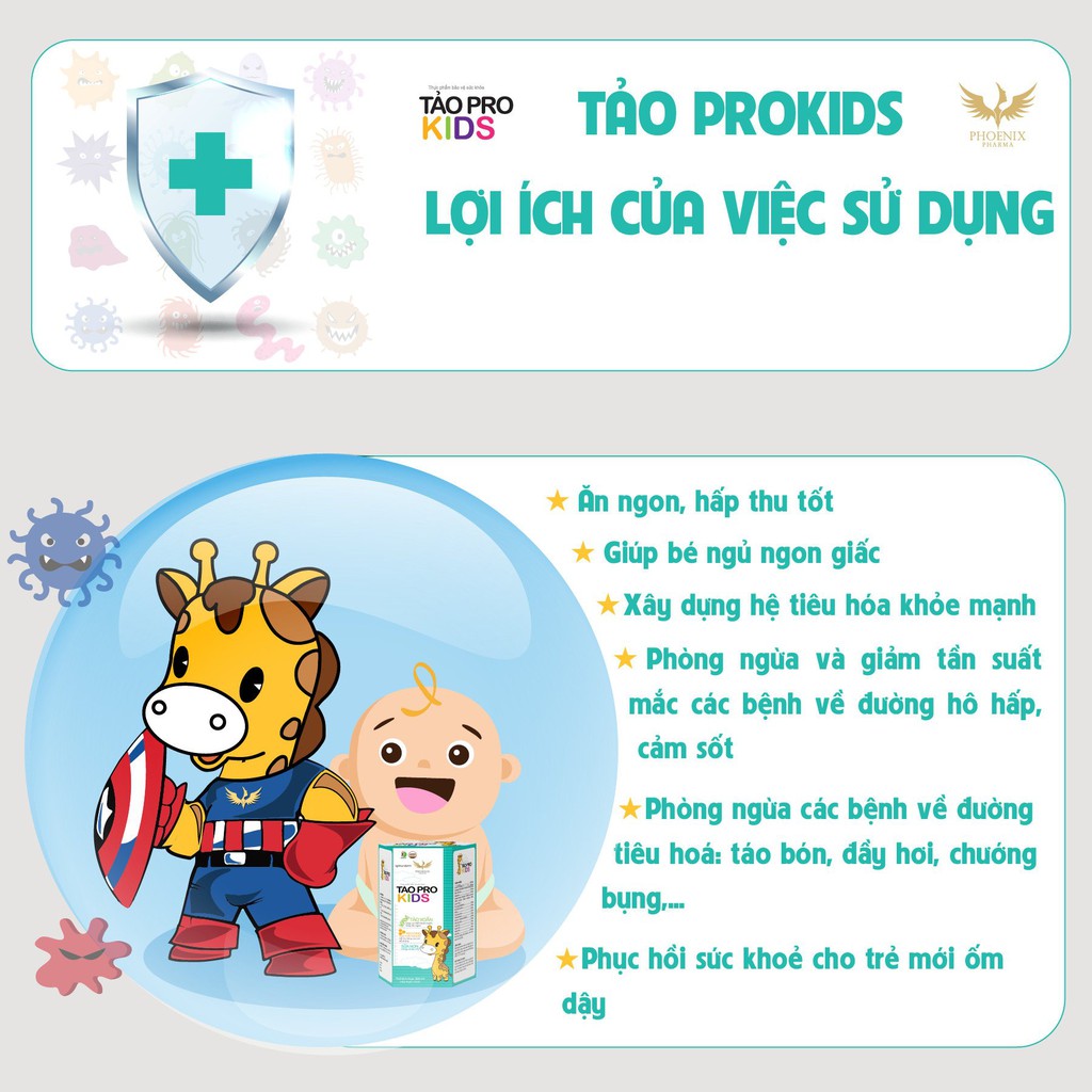 Gói lẻ Siro ăn ngon cho bé Tảo Pro Kids Phoenix Pharma, giúp bé ngủ ngon tăng sức đề kháng gói /10ml