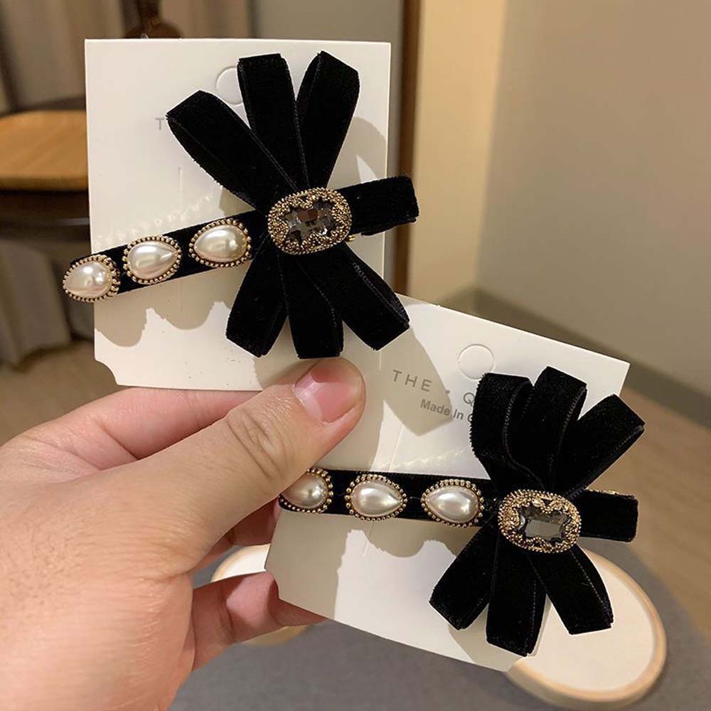 Kẹp Tóc Nơ Đính Ngọc Trai Giả Thời Trang Nữ