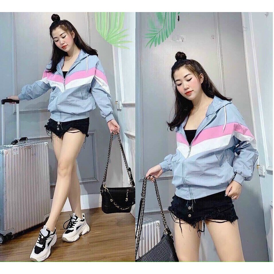 Áo khoác nữ  💚𝗙𝗥𝗘𝗘𝗦𝗛𝗜𝗣💚 Áo khoác nữ đẹp chất liệu dù 2 lớp dài tay big size form rộng SỌC NGANG
