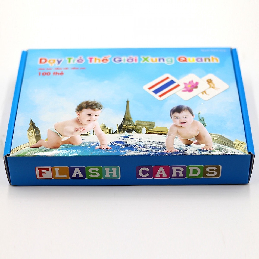 Bộ thẻ học thông minh thế giới xung quanh flash card 100 thẻ học khổ to a5 cho bé học chữ cái hình ảnh