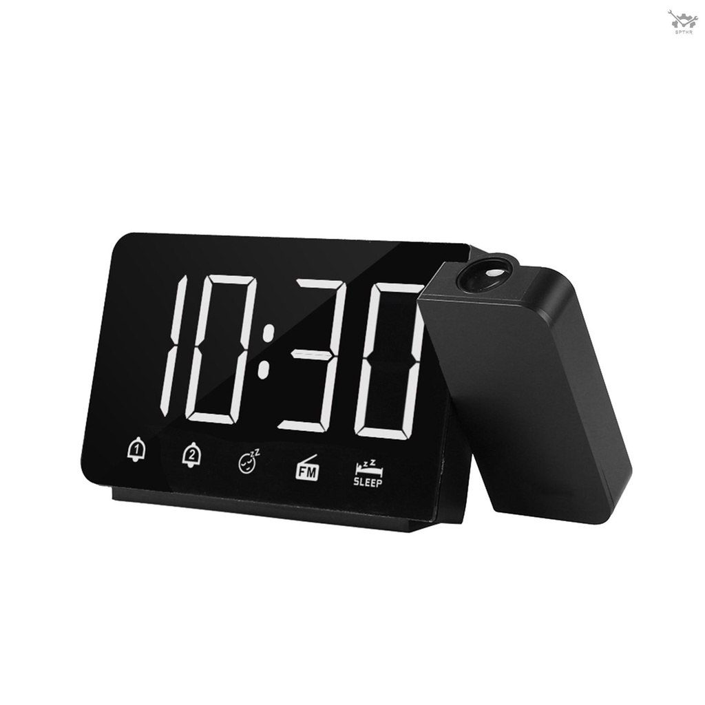 Đồng Hồ Báo Thức Để Bàn 180°Máy Chiếu Tích Hợp Đài FM Radio 4 Chế Độ Đèn Led Sạc USB