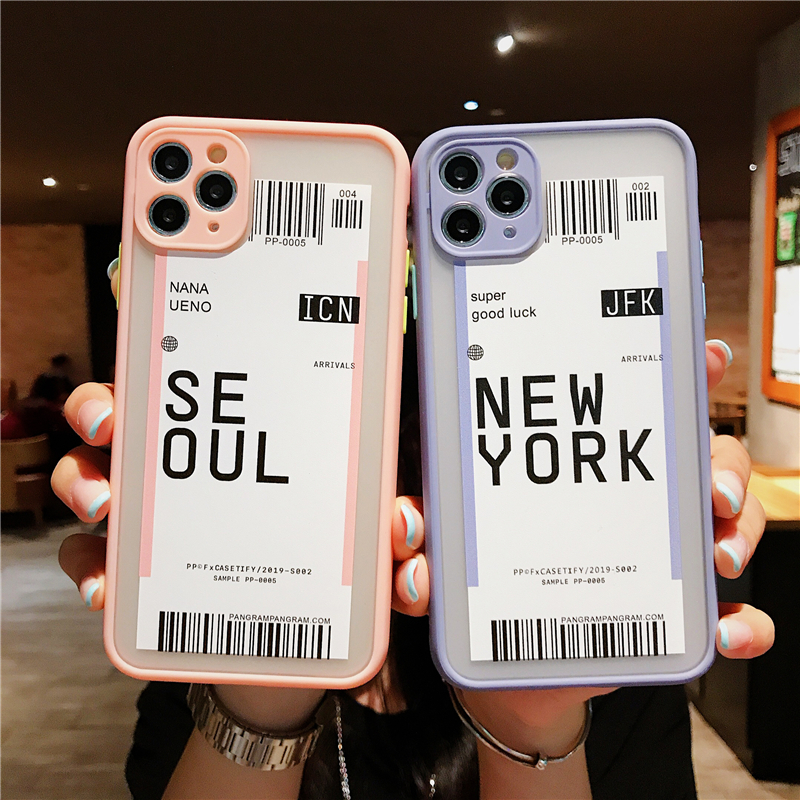 Ốp Điện Thoại Tpu Mềm In Hình Vé Máy Bay New York Los Angeles Seoul Cho Iphone 12mini 11 12pro Max X Xs Max Xr 6 8 7 Plus Se2020