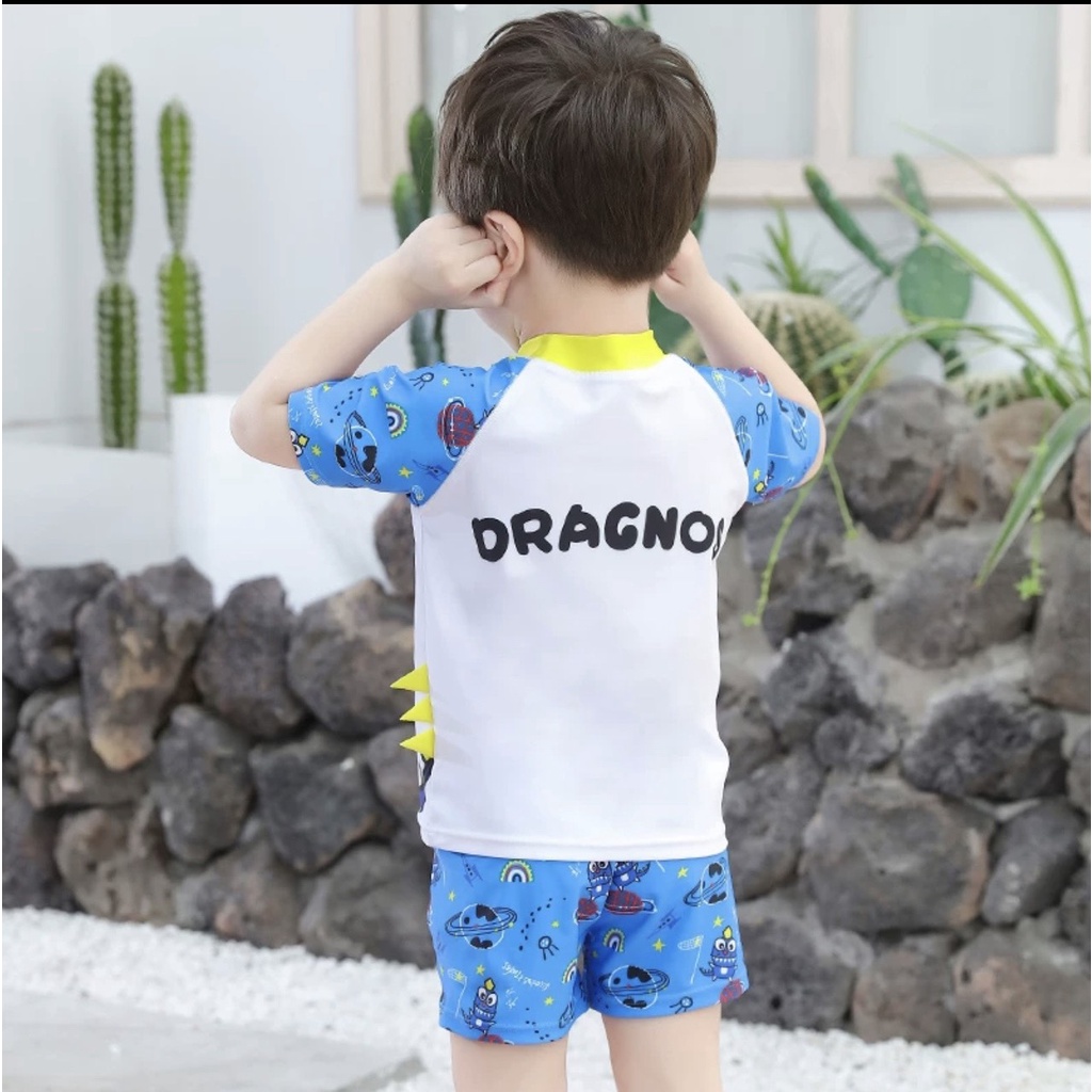 [ NEW HOT] Bộ đồ bơi kèm mũ cho bé trai khủng long ngộ nghĩnh