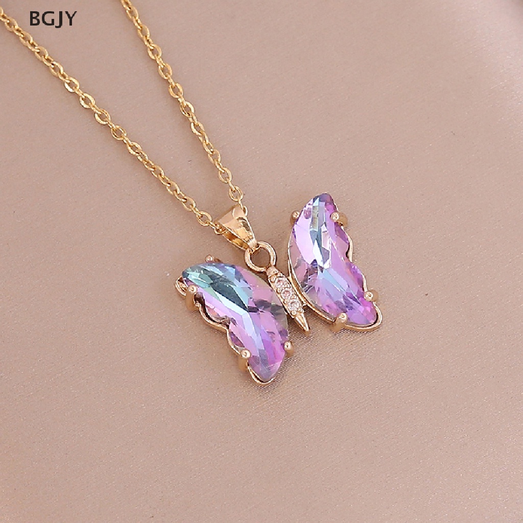 Vòng cổ Mặt Hình Bướm Bằng Thép Không Gỉ Màu Gradient Thời Trang Dành Cho Nữ Mới