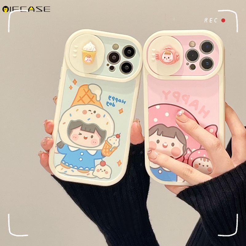 Ốp Điện Thoại Mềm Chống Sốc In Hình Que Kem Đơn Giản Có Nắp Trượt Bảo Vệ Camera Cho iPhone 13 12 11 Pro Max XS Max XR X