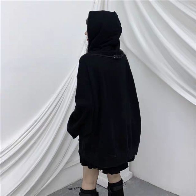 (order) Áo hoodie open back mặc 2 kiểu dây kéo điều chỉnh phong cách kèm hình thật - Quảng Châu