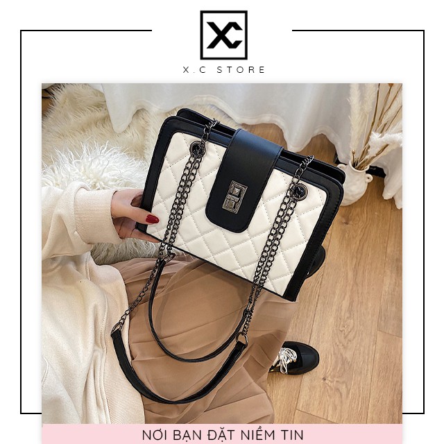 Túi xách đeo chéo nữ XC-1254, họa tiết quả trám, túi đeo vai, công sở,đẹp