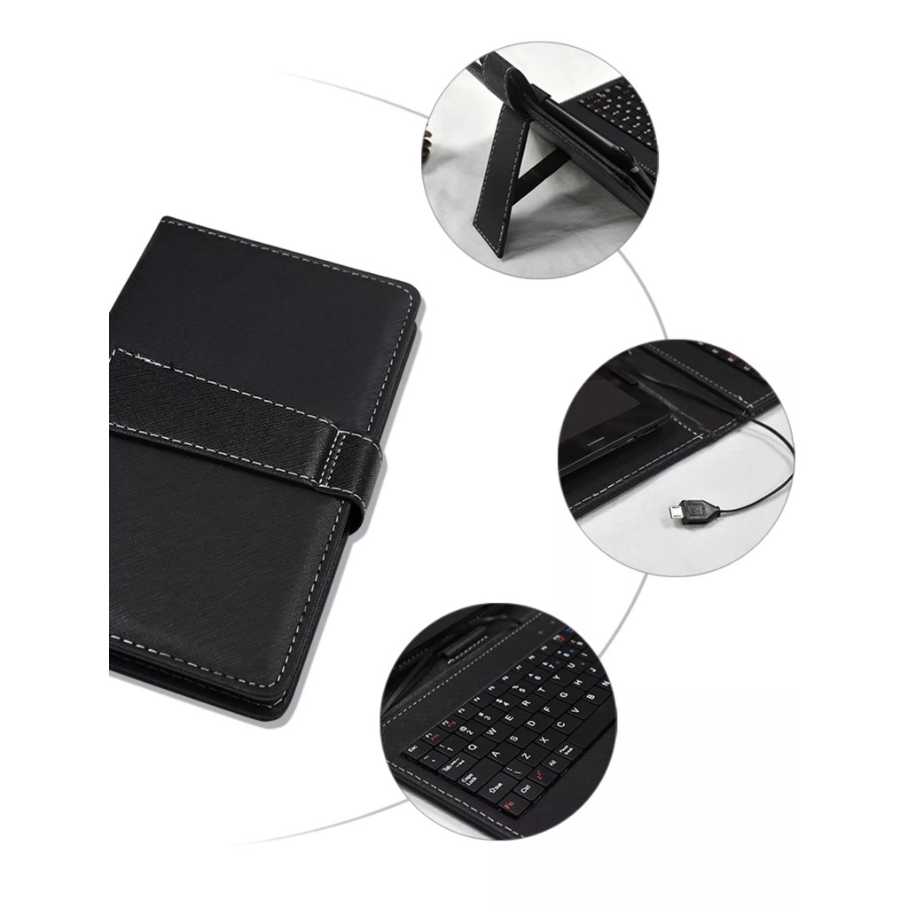 Bàn phím chơi game, Bao da bàn phím kèm chuột có dây sử dụng cho điện thoại, ipad, máy tính bảng... Kết nối OTG