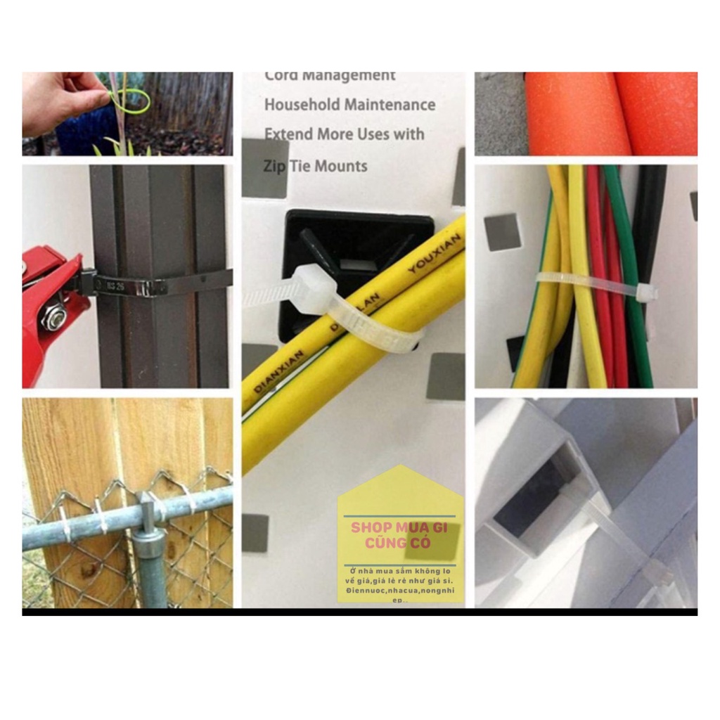 Dây rút nhựa đen &amp; trắng có đủ kích cỡ / chất liệu nhựa polime dẻo; bền chịu lực &amp; chịu nhiệt tốt { khoảng 70 sợi túi }