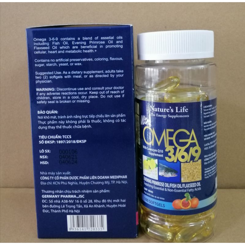 OMEGA 369 - Tăng cường thị lực cho mắt, giúp sáng mắt, bồi bổ sức khỏe hộp 100 viên