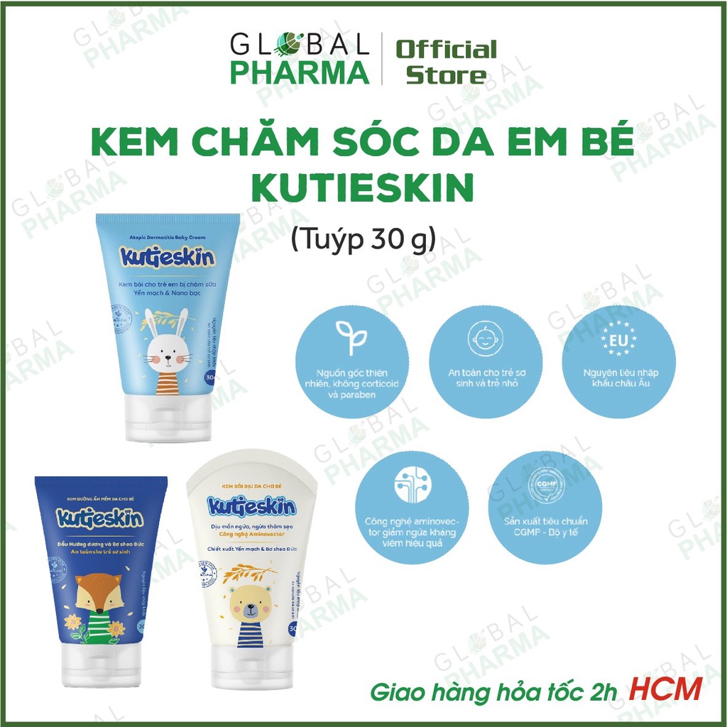 KUTIESKIN - Kem Bôi Da Tự Nhiên Chăm Sóc Làn Da Bé [Dưỡng Ẩm/ Chàm Sữa/ Mẩn Ngứa, Hăm] (Tuýp 30g)