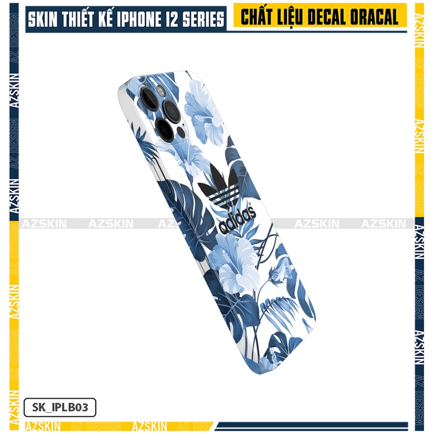 Dán Skin Adidas Họa Tiết IPhone 12 Mini - 12 Pro Max |SK_IPLB03| Film Cao Cấp Chống Va Đập, Chống Xước, Full Lưng Viền