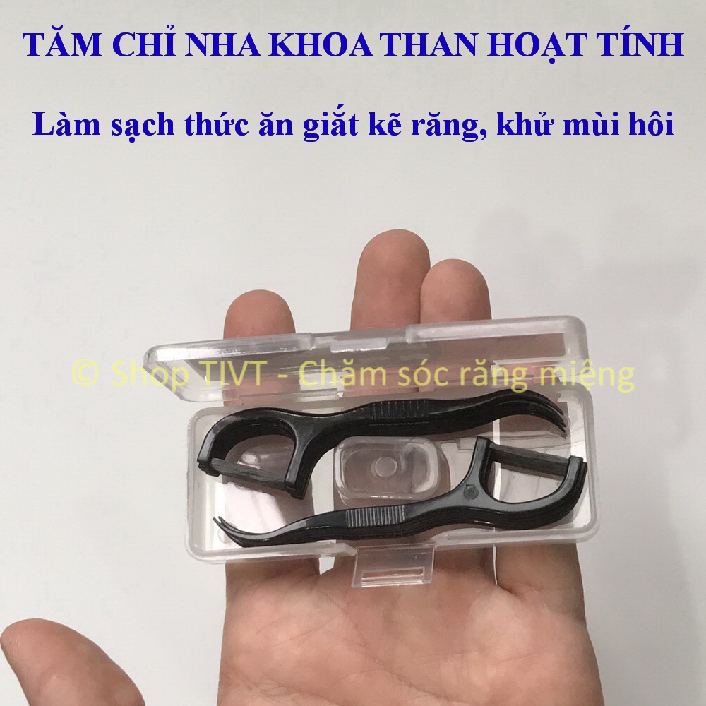 Tăm răng nhựa 2 đầu: đầu tăm và đầu chỉ nha khoa để vệ sinh chân răng, bề mặt răng, lấy ra thức ăn giắt khe kẽ răng-TIVT