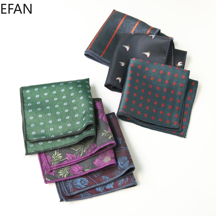 Khăn tay EFAN vải polyester hình vuông 24*24cm họa tiết hoa vintage bỏ túi