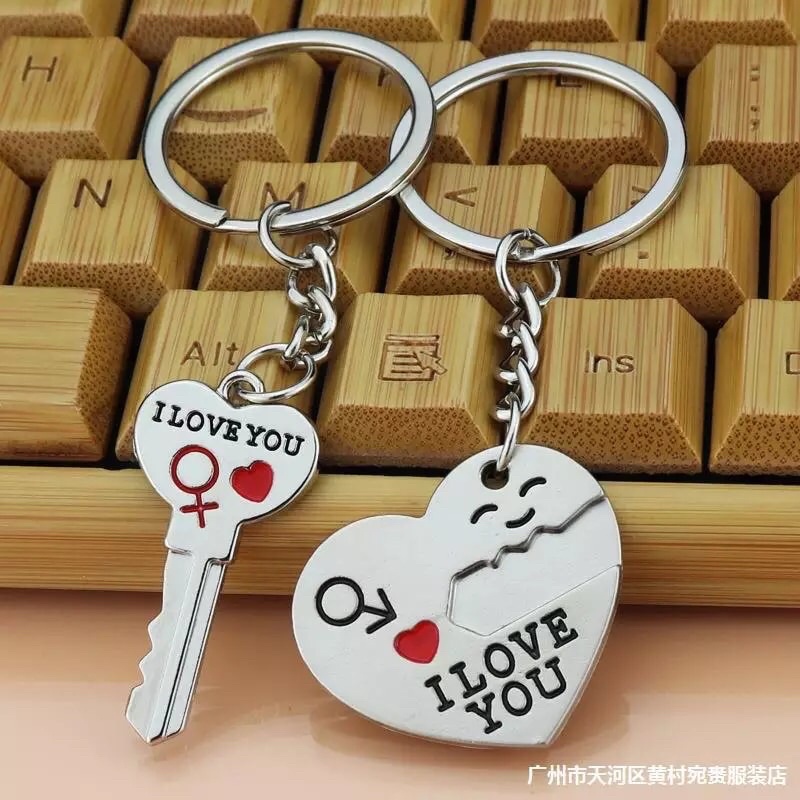Set 2 móc khoá trái tim/chìa khoá dành cho cặp đôi
