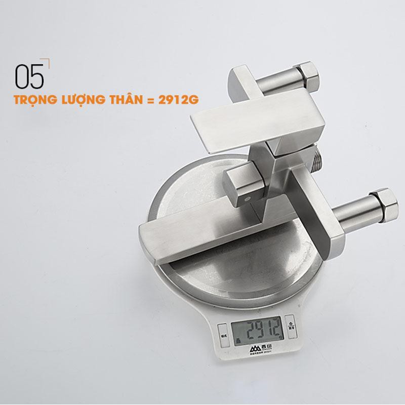 Bộ sen cây vuông tắm đứng nóng lạnh inox 304 kèm đủ bộ dây tay sen đầy đủ