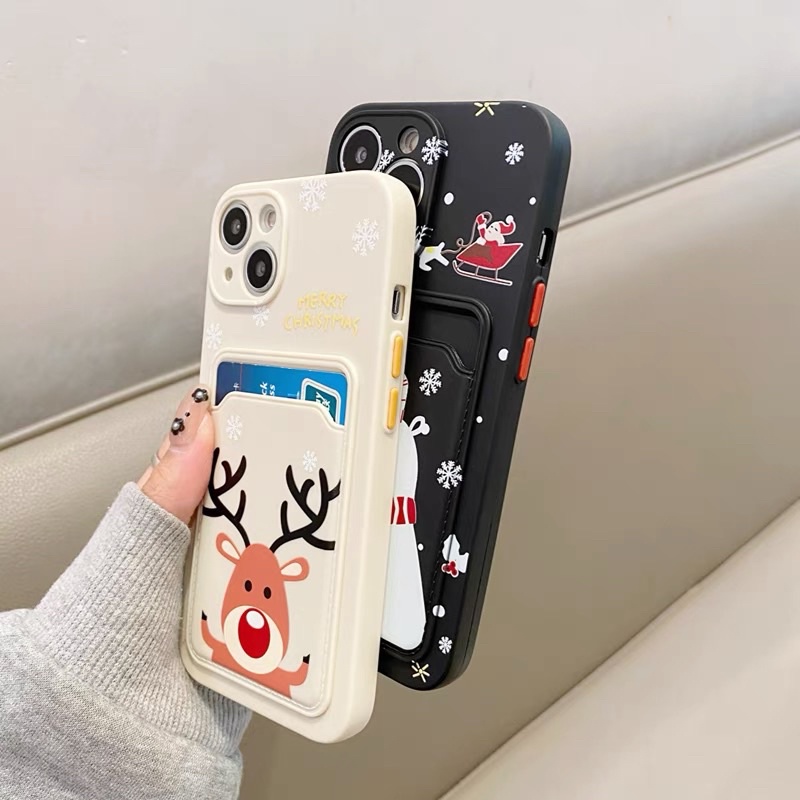 Ốp lưng noen có đựng card hình tuần lộc màu trắng