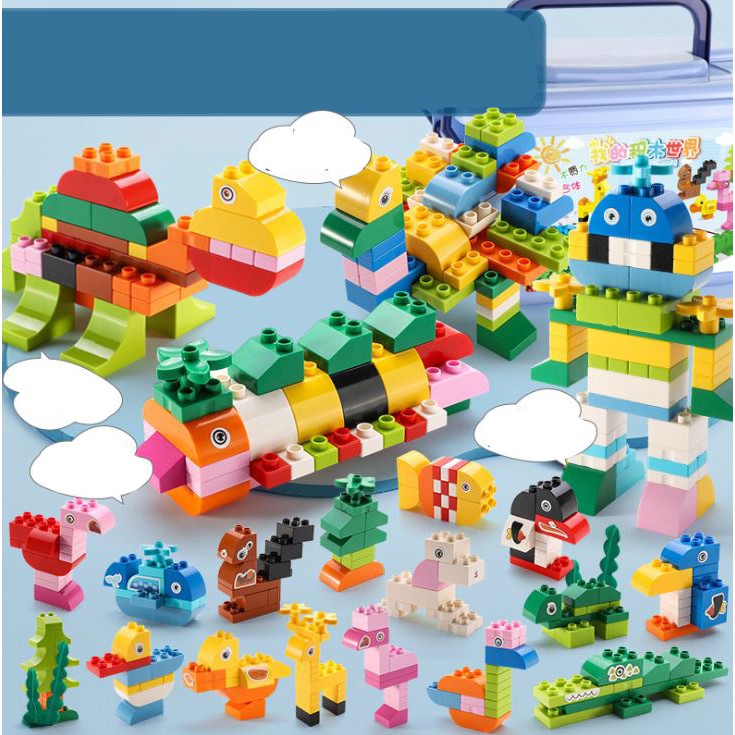 xếp hình lego dublo miếng lớn chất lượng cao phù hợp cho trẻ từ 3 đến 10 tuổi[hộp siêu đẹp 50 100 200 miếng ghép]