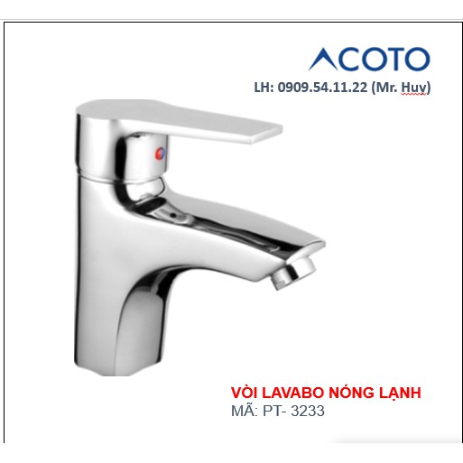 VÒI LAVABO NÓNG LẠNH ĐỒNG THAU PT- 3233