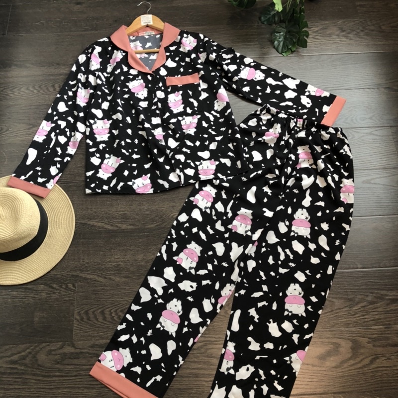 Đồ bộ pijama lụa thái tay dài quần dài fom dưới 58 kg màu siêu đẹp