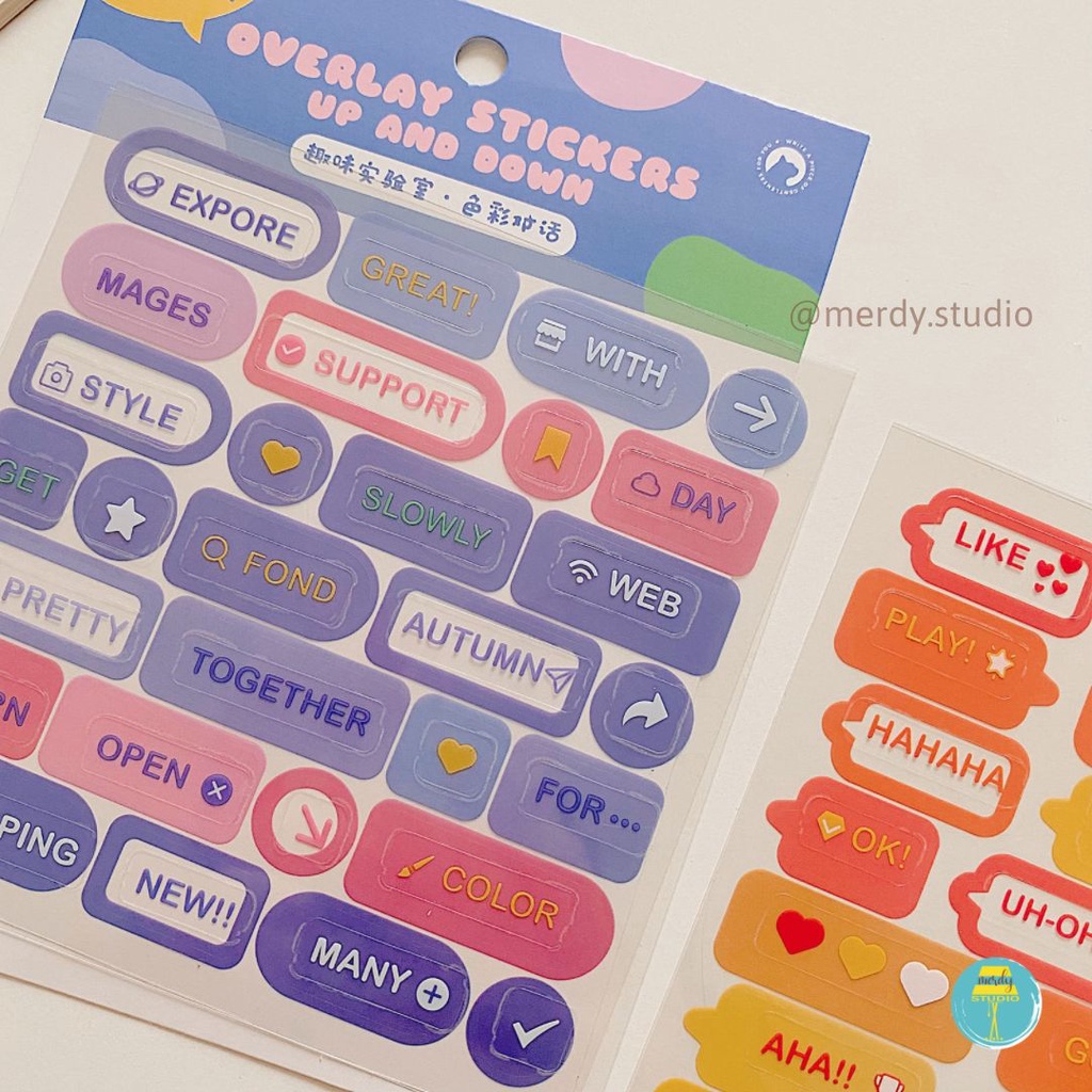 Set 4 tấm sticker overlay trang trí planner và journal