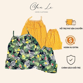 Đồ bộ áo dây quần đùi tôn/lanh mặc nhà trẻ trung